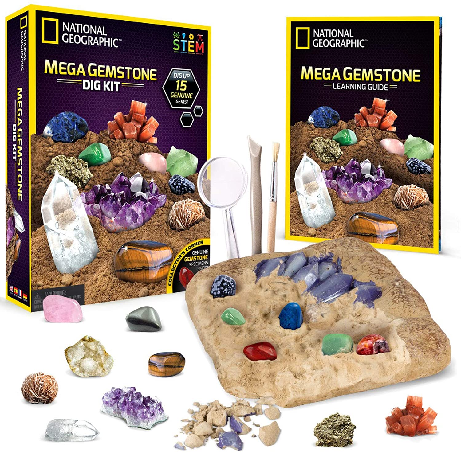 NATIONAL GEOGRAPHIC Mega Gemstone Dig Kit – Dig Up 15 Real Gems